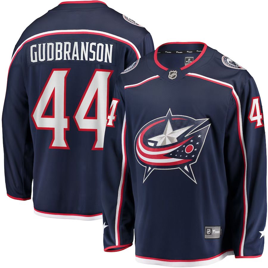 Men Columbus Blue Jackets #44 Erik Gudbranson Fanatics Branded Navy Home Breakaway Player NHL Jersey